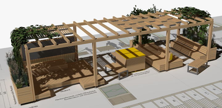 Grüner Salon Sitzlandschaft zum kommunikativen Sitzen Schulhofmöbel Ney