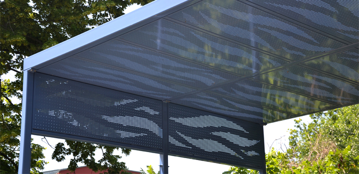 Stahl Pergola - Schulhofmöbel Ney